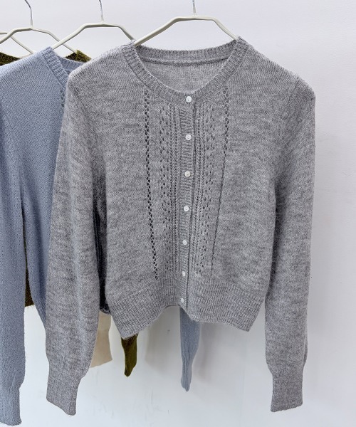 LOENNE(ロエヌ)の「Openwork Knit Cardigan / 透かし編みニットカーディガン(ニット/セーター・レディース・グリーン/グレー/アイボリー・FREE)」の18枚目の写真