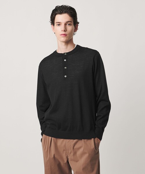 UNITED ARROWS（ユナイテッドアローズ）の「アルパカ/ウール ヘンリーネック ニット（ニット/セーター・メンズ・ブラック/レッド/モカ・S/L/M/XL）」の2枚目の写真