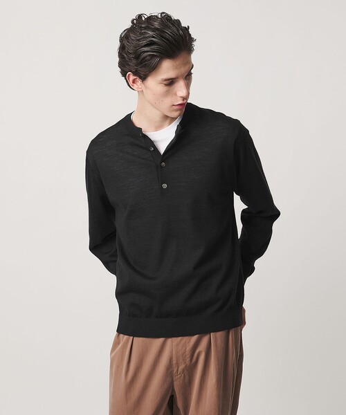 UNITED ARROWS（ユナイテッドアローズ）の「アルパカ/ウール ヘンリーネック ニット（ニット/セーター・メンズ・ブラック/レッド/モカ・S/L/M/XL）」の5枚目の写真