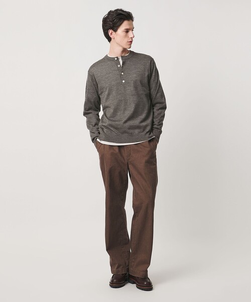 UNITED ARROWS（ユナイテッドアローズ）の「アルパカ/ウール ヘンリーネック ニット（ニット/セーター・メンズ・ブラック/レッド/モカ・S/L/M/XL）」の9枚目の写真