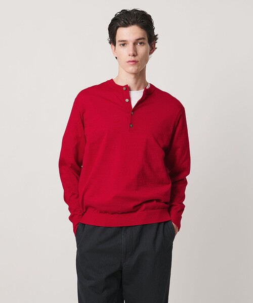 UNITED ARROWS（ユナイテッドアローズ）の「アルパカ/ウール ヘンリーネック ニット（ニット/セーター・メンズ・ブラック/レッド/モカ・S/L/M/XL）」の11枚目の写真