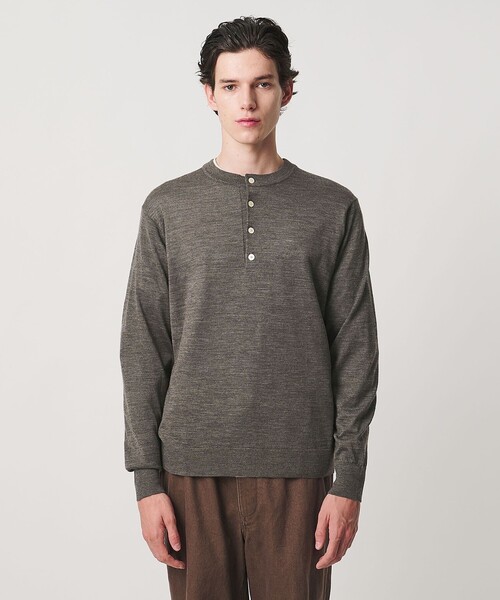 UNITED ARROWS（ユナイテッドアローズ）の「アルパカ/ウール ヘンリーネック ニット（ニット/セーター・メンズ・ブラック/レッド/モカ・S/L/M/XL）」の14枚目の写真