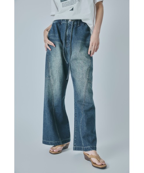 Caribou（カリブー）の「【ROTA CANAL】Three-dimensional silhouette denim（デニムパンツ・レディース・インディゴブルー・SMALL）」の2枚目の写真