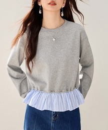 レイヤード風 フリル切替 スウェット