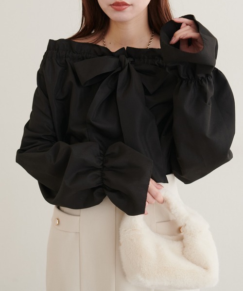 natural couture(ナチュラルクチュール)の「2WAYリボン衿ブラウス(シャツ/ブラウス・レディース・ブラック/オフホワイト/ブラウン系その他/ブラック系その他・FREE)」の2枚目の写真