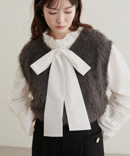 natural couture(ナチュラルクチュール)の「2WAYリボン衿ブラウス(シャツ/ブラウス・レディース・ブラック/オフホワイト/ブラウン系その他/ブラック系その他・FREE)」の17枚目の写真