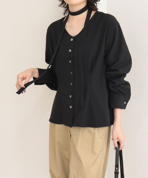 fredy emue(フレディエミュ)の「フロントタックボウタイ付きブラウス(シャツ/ブラウス・レディース・ベージュ/ボルドー/ブラック・38)」の16枚目の写真