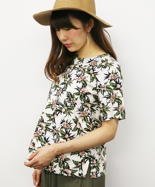 N.（N. Natural Beauty Basic）（エヌエヌナチュラルビューティーベーシック）の「トロピカルフラワープリントブラウス（シャツ/ブラウス・レディース・ネイビー/ホワイト・MEDIUM）」の12枚目の写真