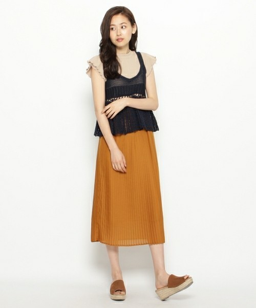 AG by aquagirl（エージーバイアクアガール）の「クロッシェニットキャミソール（キャミソール・レディース・ベージュ/オフホワイト/ブルー・38）」の3枚目の写真