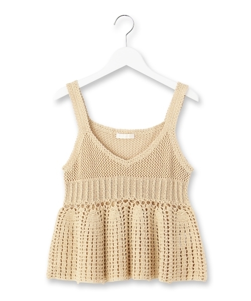 AG by aquagirl（エージーバイアクアガール）の「クロッシェニットキャミソール（キャミソール・レディース・ベージュ/オフホワイト/ブルー・38）」の2枚目の写真