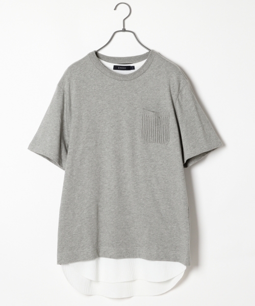 RAGEBLUE（レイジブルー）の「ニット切り替えポケットTシャツ/725331（Tシャツ/カットソー・メンズ・ホワイト/キャメル/グレー/ネイビー・MEDIUM/LARGE）」の2枚目の写真