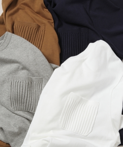 RAGEBLUE（レイジブルー）の「ニット切り替えポケットTシャツ/725331（Tシャツ/カットソー・メンズ・ホワイト/キャメル/グレー/ネイビー・MEDIUM/LARGE）」の16枚目の写真