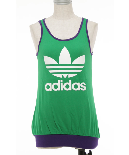 adidas（アディダス）の「E LOGO TANK W（タンクトップ・レディース・グレー/グリーン・SMALL/MEDIUM）」の2枚目の写真