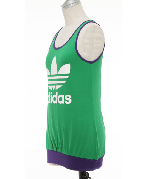 adidas（アディダス）の「E LOGO TANK W（タンクトップ・レディース・グレー/グリーン・SMALL/MEDIUM）」の3枚目の写真