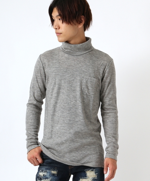 REPIDO(リピード)の「ポケット長袖タートルネックTシャツ(Tシャツ/カットソー)」|グレー