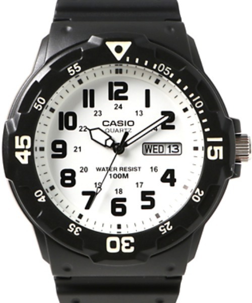 CASIO（カシオ）の「CASIO カシオ / ANALOGUE ARABIC アナログアラビック ラバーベルト 10気圧防水 腕時計 /// MRWシリーズ（アナログ腕時計・メンズ・ブラック/ブラック×ホワイト/ブラック×ブルー/ブラック系その他/ブラック×イエロー/ブラック系その他2/ブラック×レッド/ブラック×グリーン/ブラック系その他3/ブラック×ライム/ブラック×ゴールド/ブラック系その他4/ブラック×カーキ/ブラック系その他5/ブラック系その他6/グレー系カモフラージュ/カモフラージュ/ブラウン/ホワイト×ブラック/ホワイト×ブルー/レッド/ブラック系その他7・FREE）」の5枚目の写真
