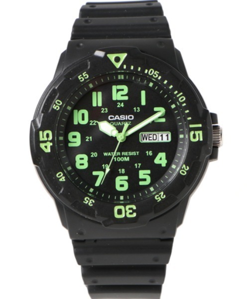 CASIO（カシオ）の「CASIO カシオ / ANALOGUE ARABIC アナログアラビック ラバーベルト 10気圧防水 腕時計 /// MRWシリーズ（アナログ腕時計・メンズ・ブラック/ブラック×ホワイト/ブラック×ブルー/ブラック系その他/ブラック×イエロー/ブラック系その他2/ブラック×レッド/ブラック×グリーン/ブラック系その他3/ブラック×ライム/ブラック×ゴールド/ブラック系その他4/ブラック×カーキ/ブラック系その他5/ブラック系その他6/グレー系カモフラージュ/カモフラージュ/ブラウン/ホワイト×ブラック/ホワイト×ブルー/レッド/ブラック系その他7・FREE）」の8枚目の写真