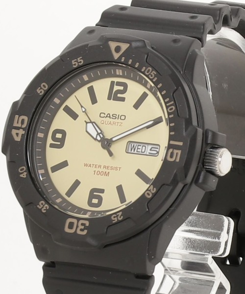 CASIO（カシオ）の「CASIO カシオ / ANALOGUE ARABIC アナログアラビック ラバーベルト 10気圧防水 腕時計 /// MRWシリーズ（アナログ腕時計・メンズ・ブラック/ブラック×ホワイト/ブラック×ブルー/ブラック系その他/ブラック×イエロー/ブラック系その他2/ブラック×レッド/ブラック×グリーン/ブラック系その他3/ブラック×ライム/ブラック×ゴールド/ブラック系その他4/ブラック×カーキ/ブラック系その他5/ブラック系その他6/グレー系カモフラージュ/カモフラージュ/ブラウン/ホワイト×ブラック/ホワイト×ブルー/レッド/ブラック系その他7・FREE）」の9枚目の写真