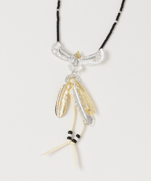 WEGO（ウィゴー）の「WEGO/イーグルフェザービーズネックレス（ネックレス・メンズ・ブラック/レッド・FREE）」の2枚目の写真