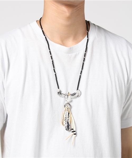 WEGO（ウィゴー）の「WEGO/イーグルフェザービーズネックレス（ネックレス・メンズ・ブラック/レッド・FREE）」の5枚目の写真