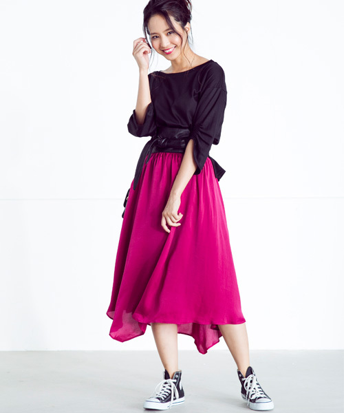 LIPSTAR(リップスター)の「ビンテージサテンイレギュラーヘムスカート(スカート・レディース・カーキ/イエロー/ボルドー・M)」の10枚目の写真
