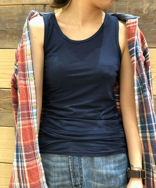 Born（ボーン）の「Born Color Long Tank Top/ボーンカラーロングタンクトップ（タンクトップ・レディース・オフホワイト/ブラック/杢グレー/チャコール/ブルー/ネイビー/ターコイズブルー/イエロー/ピンク/オレンジ・FREE）」の6枚目の写真