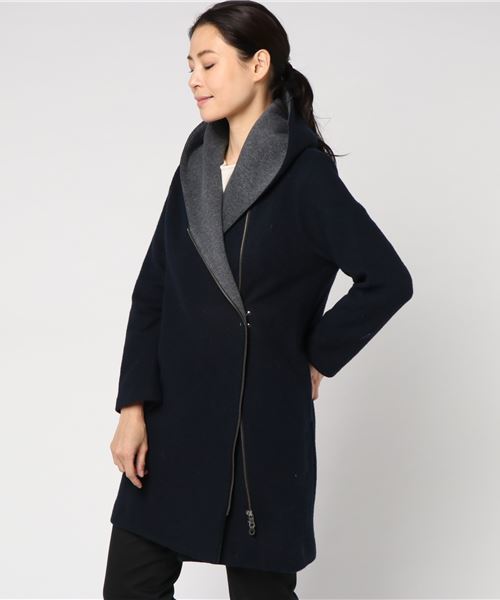 RIVE DROITE（リヴドロワ）の「エアリー接結ショールカラーコート（その他アウター・レディース・ベージュ/ネイビー・FREE）」の4枚目の写真