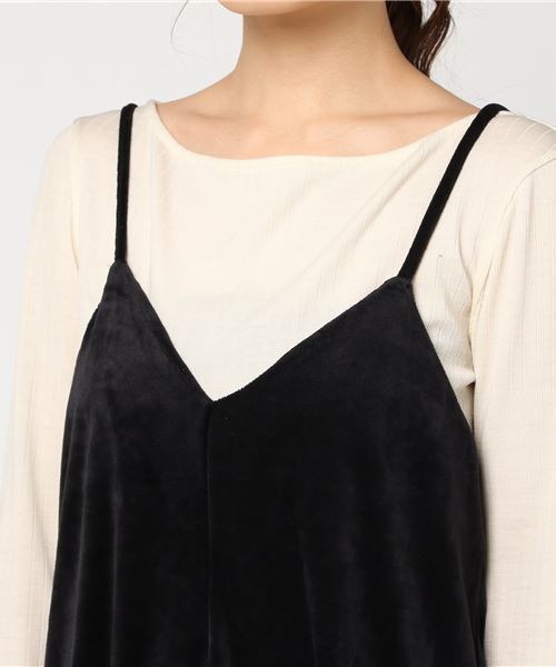 STYLEBLOCK(スタイルブロック)の「ベロアキャミオールインワン(サロペット/オーバーオール・レディース・ブラック/バーガンディー/ブラウン/ライトベージュ・M)」の7枚目の写真