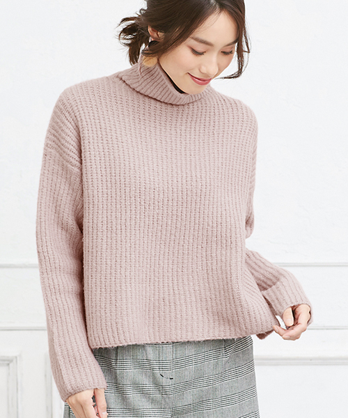 Pierrot（ピエロ）の「ストレッチタートルニット（ニット/セーター・レディース・ブラック/ネイビー/スモークピンク・L/M）」の3枚目の写真