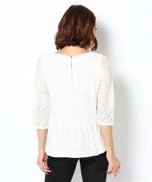 green label relaxing（グリーンレーベルリラクシング）の「GT C/N レースペプラム POブラウス（シャツ/ブラウス・レディース・オフホワイト/ネイビー/ロイヤルブルー・フリー）」の5枚目の写真
