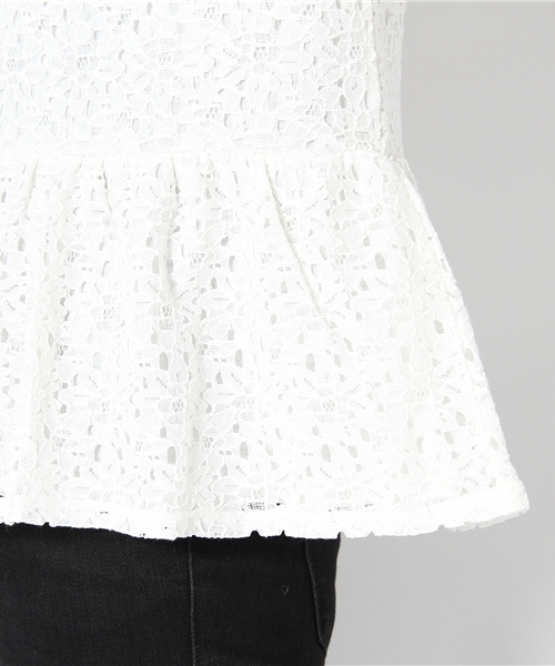 green label relaxing（グリーンレーベルリラクシング）の「GT C/N レースペプラム POブラウス（シャツ/ブラウス・レディース・オフホワイト/ネイビー/ロイヤルブルー・フリー）」の9枚目の写真