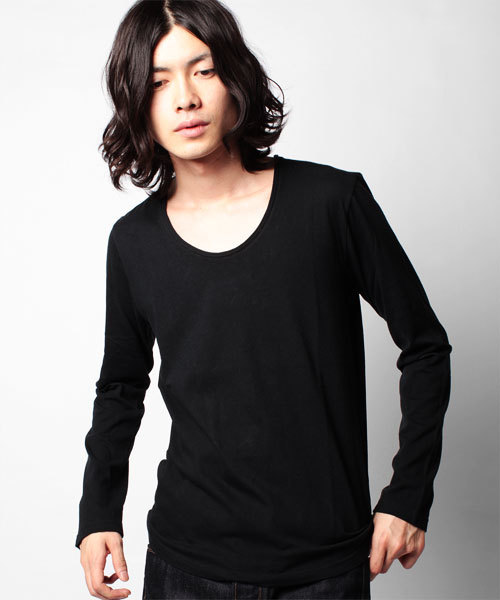 NANO universe（ナノユニバース）の「プレミアムスウィートU-neckTeeL/S（Tシャツ/カットソー・メンズ・ホワイト/トップグレー/チャコール/ラベンダー/スモークピンク/ライトパープル/パープル/ターコイズブルー/ネイビー/グリーン/ベージュ/オリーブ/マスタード/ボルドー/オレンジ/ダークグレー/ブラック・38/40/42）」の3枚目の写真