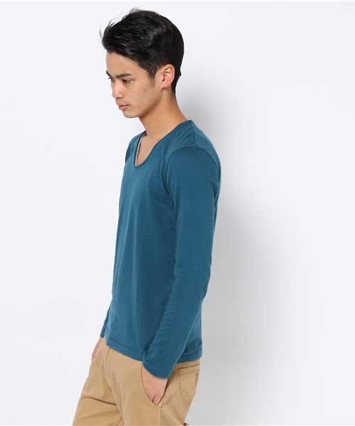 NANO universe（ナノユニバース）の「プレミアムスウィートU-neckTeeL/S（Tシャツ/カットソー・メンズ・ホワイト/トップグレー/チャコール/ラベンダー/スモークピンク/ライトパープル/パープル/ターコイズブルー/ネイビー/グリーン/ベージュ/オリーブ/マスタード/ボルドー/オレンジ/ダークグレー/ブラック・38/40/42）」の18枚目の写真