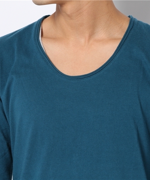 NANO universe（ナノユニバース）の「プレミアムスウィートU-neckTeeL/S（Tシャツ/カットソー・メンズ・ホワイト/トップグレー/チャコール/ラベンダー/スモークピンク/ライトパープル/パープル/ターコイズブルー/ネイビー/グリーン/ベージュ/オリーブ/マスタード/ボルドー/オレンジ/ダークグレー/ブラック・38/40/42）」の20枚目の写真