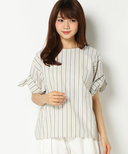 LBC(エルビーシー)の「コットン強撚ストライプブラウス(シャツ/ブラウス・レディース・オフホワイト/ネイビー・LARGE/MEDIUM/L/M)」の8枚目の写真