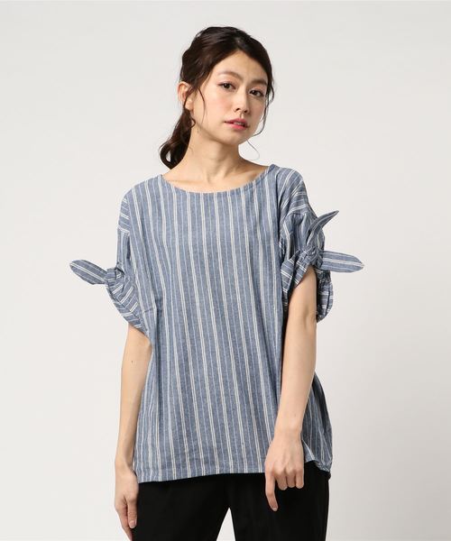 LBC(エルビーシー)の「コットン強撚ストライプブラウス(シャツ/ブラウス・レディース・オフホワイト/ネイビー・LARGE/MEDIUM/L/M)」の15枚目の写真