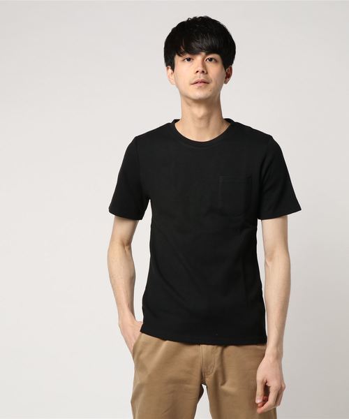 MinoriTY(マイノリティ)の「Tシャツ ワッフル 胸ポケット 半袖Tシャツ カットソー(Tシャツ/カットソー・メンズ・ブラック/ベージュ/オフホワイト/カーキ/ピンク/杢グレー/ネイビー・L/XL/M)」の2枚目の写真