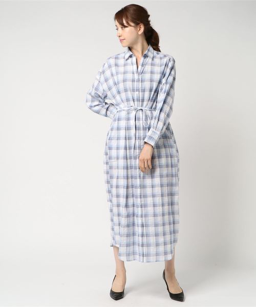 archives（アルシーヴ）の「サッカーチェックシャツワンピース（ワンピース・レディース・ブラック/ブルー・MEDIUM）」の2枚目の写真