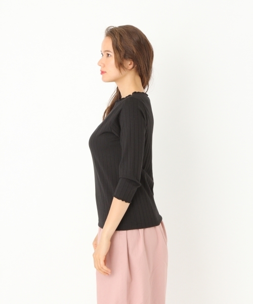 niko and...(ニコアンド)の「ワイドリブフリル7分プルオーバー(Tシャツ/カットソー・レディース・グリーン/ホワイト/ブラック/レッド・MEDIUM/LARGE)」の10枚目の写真