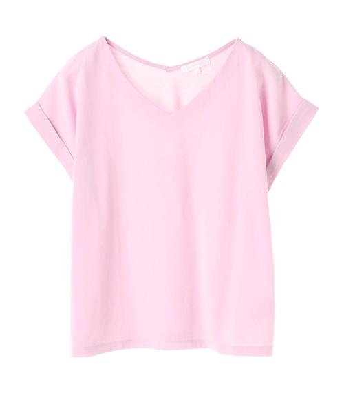 AMERICAN HOLIC(アメリカンホリック)の「・60新疆綿天竺 Vネックターンバックプルオーバー★(Tシャツ/カットソー・レディース・チャコールグレー/ピンク/杢グレー/オフホワイト・M/L)」の14枚目の写真