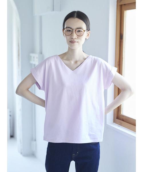 AMERICAN HOLIC(アメリカンホリック)の「・60新疆綿天竺 Vネックターンバックプルオーバー★(Tシャツ/カットソー・レディース・チャコールグレー/ピンク/杢グレー/オフホワイト・M/L)」の13枚目の写真