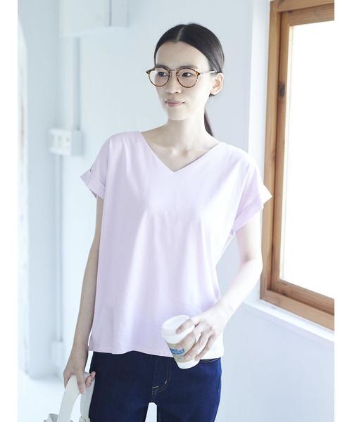 AMERICAN HOLIC(アメリカンホリック)の「・60新疆綿天竺 Vネックターンバックプルオーバー★(Tシャツ/カットソー・レディース・チャコールグレー/ピンク/杢グレー/オフホワイト・M/L)」の10枚目の写真
