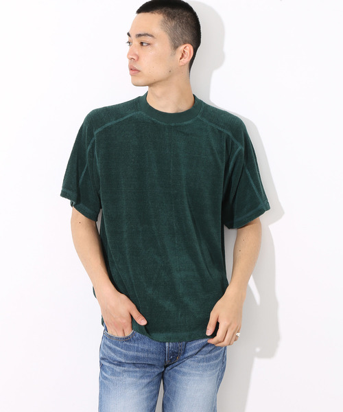 ADAM ET ROPE'（アダムエロペ）の「リネンパイルビッグTシャツ（Tシャツ/カットソー・メンズ・キナリ/グリーン/オレンジ・L/M）」の3枚目の写真