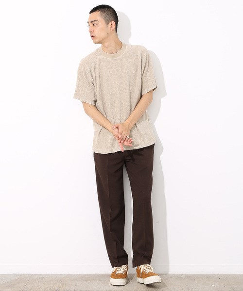 ADAM ET ROPE'（アダムエロペ）の「リネンパイルビッグTシャツ（Tシャツ/カットソー・メンズ・キナリ/グリーン/オレンジ・L/M）」の6枚目の写真