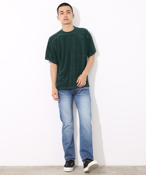 ADAM ET ROPE'（アダムエロペ）の「リネンパイルビッグTシャツ（Tシャツ/カットソー・メンズ・キナリ/グリーン/オレンジ・L/M）」の7枚目の写真