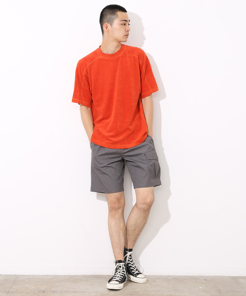 ADAM ET ROPE'（アダムエロペ）の「リネンパイルビッグTシャツ（Tシャツ/カットソー・メンズ・キナリ/グリーン/オレンジ・L/M）」の8枚目の写真