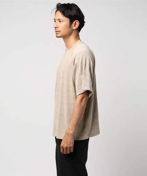 ADAM ET ROPE'（アダムエロペ）の「リネンパイルビッグTシャツ（Tシャツ/カットソー・メンズ・キナリ/グリーン/オレンジ・L/M）」の4枚目の写真