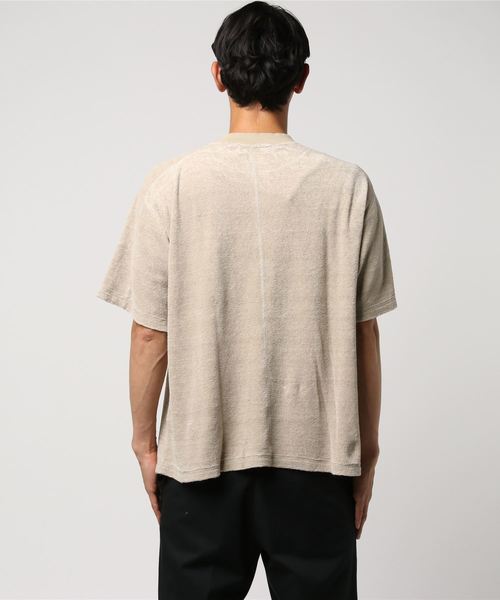 ADAM ET ROPE'（アダムエロペ）の「リネンパイルビッグTシャツ（Tシャツ/カットソー・メンズ・キナリ/グリーン/オレンジ・L/M）」の5枚目の写真