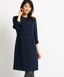 【洗える】袖ふわキーネックワンピース