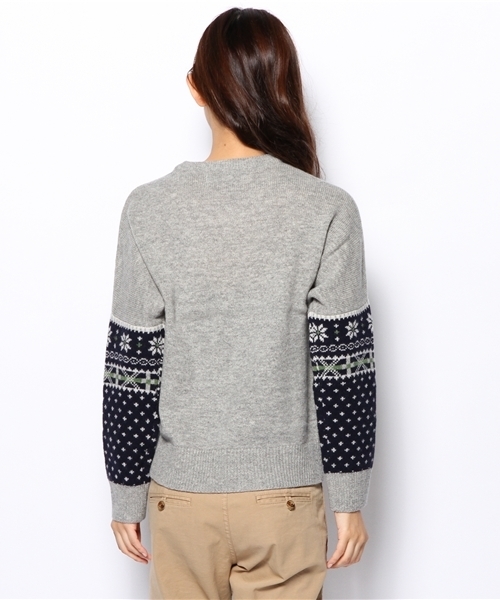 BEAMS BOY（ビームスボーイ）の「□BEAMS BOY / 5ゲージ 袖フェアアイル Vネック（ニット/セーター・レディース・ライトグレー/ブラウン/ネイビー・ONE SIZE）」の6枚目の写真
